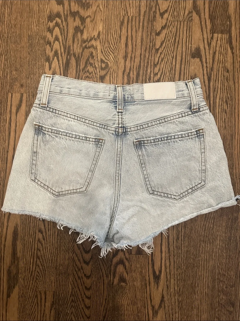 Pistola zip fly distressed denim shorts